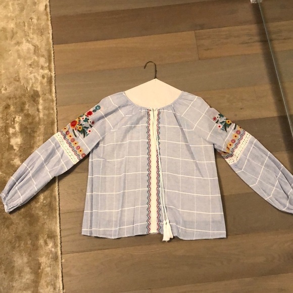 AQUA Blue and White Blouse with Embroidery Size M - Picture 1 of 6